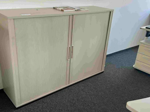 Sideboard, beige, mit Rollladentüren vertikal