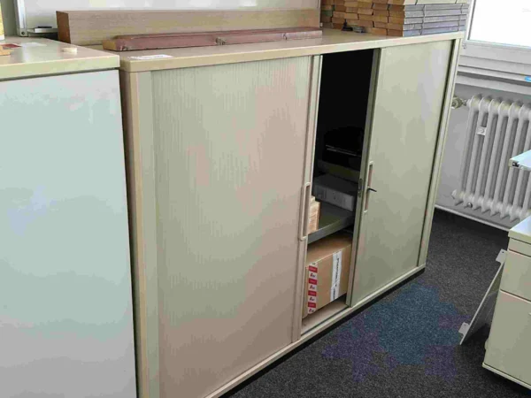 Sideboard, beige, mit Rollladentüren vertikal